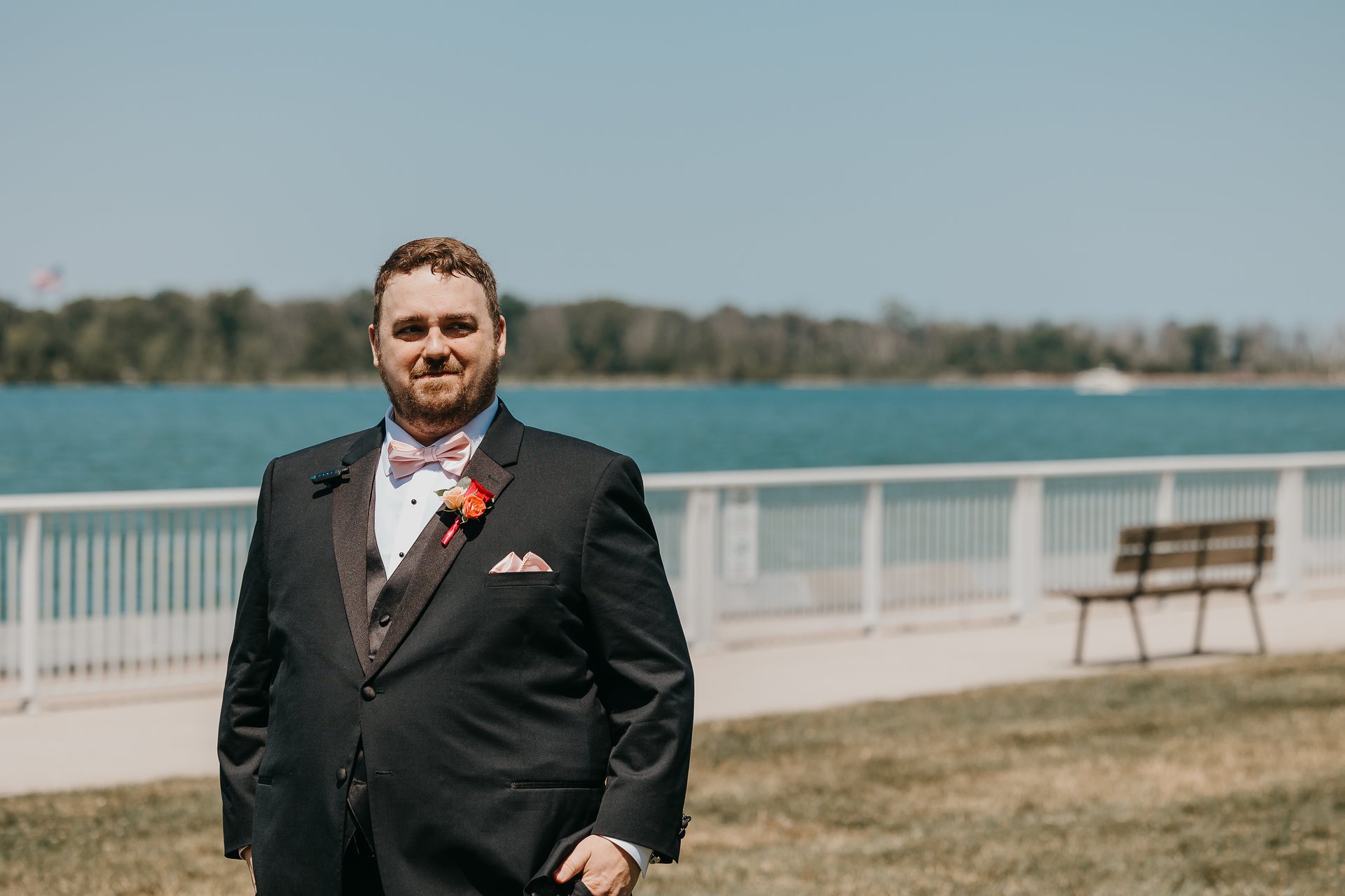 Wedding ceremony moment with guests gathered