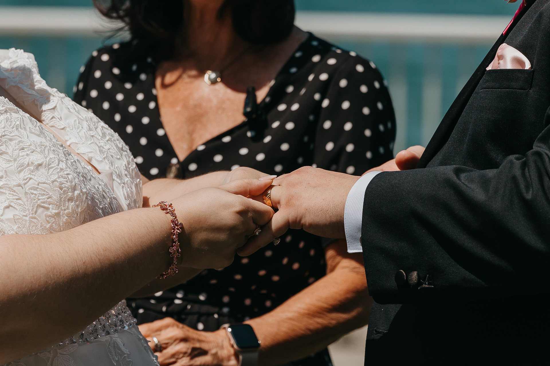 Chelsie and Greg exchanging smiles during the ceremony